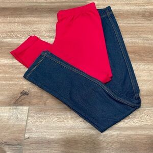 Set of 2 leggings Red and denim knit children’s place
